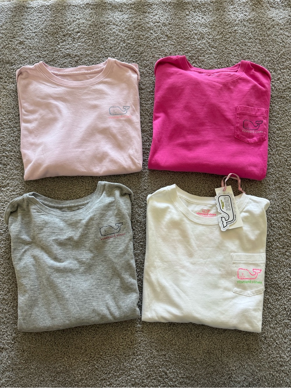 Vineyard Vines Four-Pack Pocket Tee Set - Light Pink, Hot Pink, Gray, White